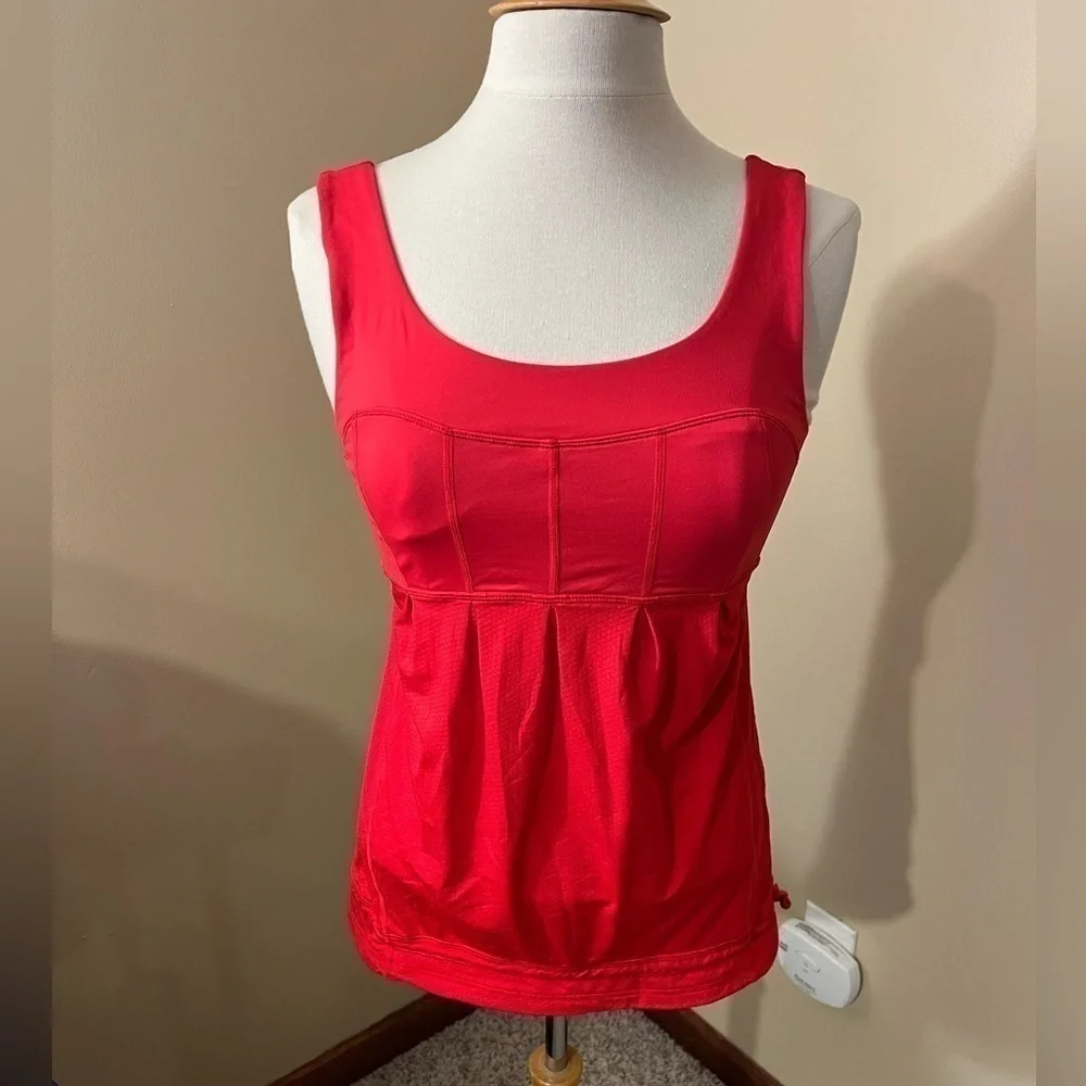 Lululemon Red Drawstring Workout Tank Top Sz 6